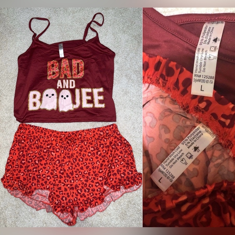 Fashion Nova Pajama Set
Size L
Leopard/Maroon/CoralPink